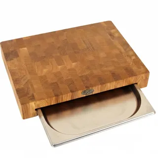 B4K® Stirnholz Schneidebrett Eiche 40×30×6 cm mit Auffangschale