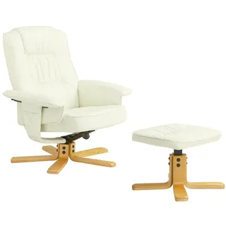 Idimex Relaxsessel Charly Kunstleder 76 x 87 x 61 cm Weiß mit Hocker