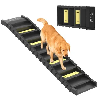 PawHut Hunderampe klappbar Hundetreppe rutschfest Hundeautorampe 154x40cm - Schwarz