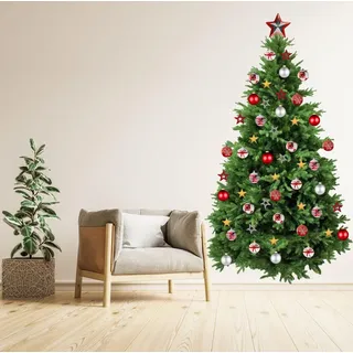 Decords Wandtattoo – großer Weihnachtsbaum mit Schmuck, 20 cm