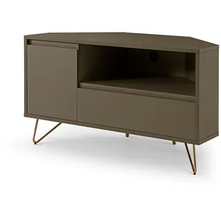 SalesFever Eck TV-Lowboard mit Schublade und Klappfach Holzwerkstoff Metallgestell Gold - gold