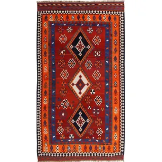 Nain Trading Designteppich Perser Kelim Fars Ghashghai 316x175 Handgewebt Orientteppich, Läufer, Höhe: 0.4 mm blau|braun
