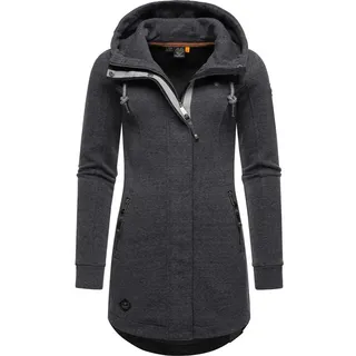 Ragwear Damen Leichter Sweat Übergangsmantel lang windabweisend mit Kapuze Letty Intl. Black23 Gr. XL - XL