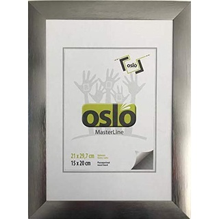 OSLO MasterLine Bilderrahmen A4 21 x 30 stahl dunkel silber grau Aluminium Echt-Glas Aufsteller Urkundenformat Alu