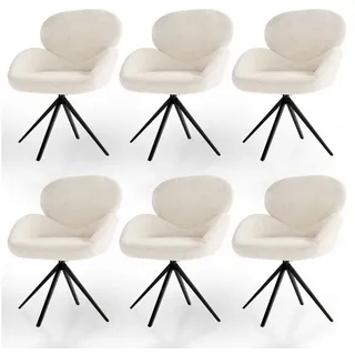 Juskys Drehstuhl Albano Bouclé Creme 6er Set