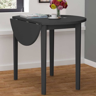 Runder Esstisch in Schwarz klappbarer Tischplatte