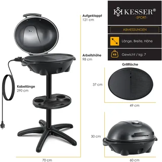 Kesser Elektrogrill 2in1 2400 Watt schwarz