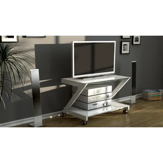 Multi Rack Z-Line TV-Rack in weiß mit Metallrahmen Sicherheitsglas Optiwhite