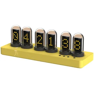 rongweiwang Nixie Tube Clock LED Mini Muti Funktion Smart Desktop Wecker USB Powered Home Dekoration für Zuhause Schlafzimmer Schreibtisch, E