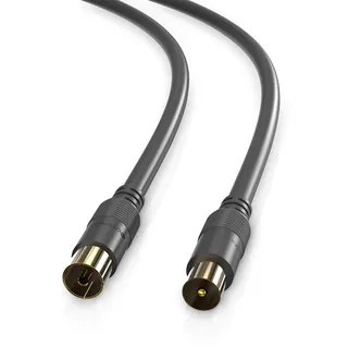 conecto CC50041 HQ TV Antennenkabel Anschlusskabel - für DVB-C, DVB-T/T2 - 4K UHD 1080p FULL HD HDTV 3D - (Koaxialkabel, TV-Stecker - TV-Buchse, doppelte Schirmung, vergoldete Stecker) 0,50m, schwarz