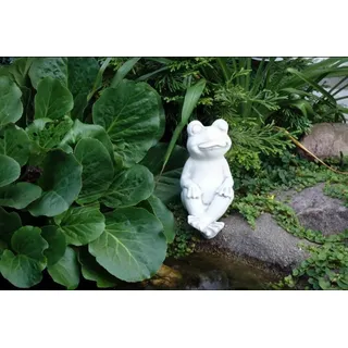 JVmoebel Skulptur Frosch aus Stein für Garten und Terrasse, dekorative Figur, Made in Europa weiß