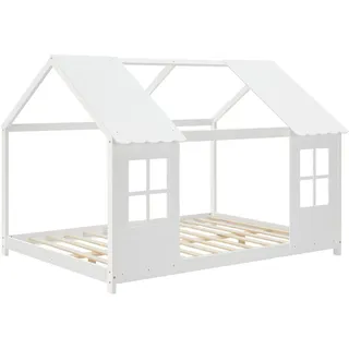[en.casa] Kinderbett Tostedt 140 x 200 cm Kiefer massiv weiß