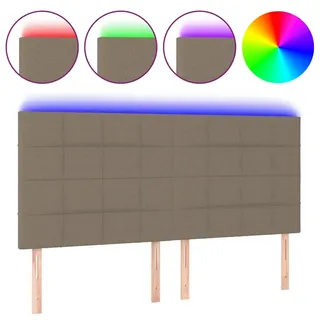 vidaXL LED Kopfteil Taupe 180x5x118/128 cm Stoff