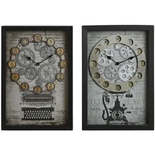 Home ESPRIT Wanduhr Gelb Weiß Schwarz Grau Metall Glas Vintage 27,5 x 6,5 x 40,5 cm (2 Stück)