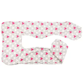 BabyUniverse Schwangerschaftskissenbezug Typ U, 100 % Baumwolle - Rosa Herzen