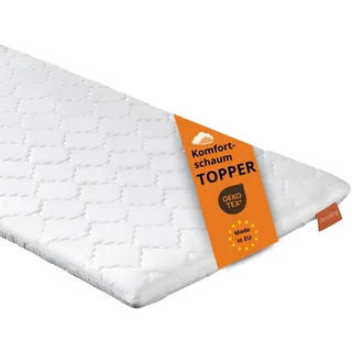 sleepling Komfortschaum Topper 200x200cm, Matratzentopper 6cm hoch, orthopädische Matratzenauflage 200x200 cm, für alle Matratzen und Betten, Made in EU, Oeko-TEX, Waschbar 60 Grad