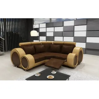 JVmoebel Ecksofa Textil-Wohnlandschaft mit Relaxfunktion und Boxspring-Polsterung, Made in Europa braun|lila