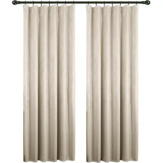 Woltu 2er Set Gardinen Vorhänge Blickdicht mit Kräuselband, Schwere Verdunklungsvorhänge Thermovorhang Damast Optik lichtdicht für Wohnzimmer Schlafzimmer, 135x225 cm Crème