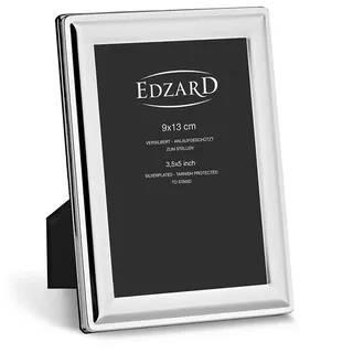 EDZARD Bilderrahmen Terni (Foto 9x13 cm) versilbert anlaufgeschützt | Silberrahmen für Fotos 9x13 cm, Samtrücken, zum Stellen, Fotorahmen, Portraitrahmen, Geschenk Hochzeit