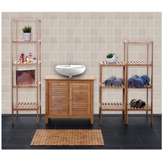 Badezimmerset MCW-B18, Komplett Badezimmer Badmöbel Badset Badschrank, Bambus