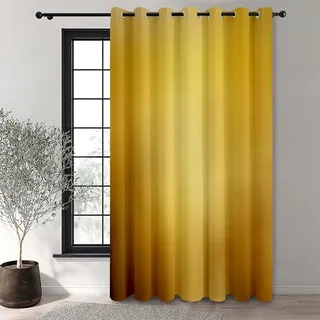 Hiseng 1 Stück Outdoor Vorhänge Wasserdicht Verdunkelungsvorhang mit Ösen, Farbverlauf Outdoorvorhänge Wetterfest Sonnenschutz Blickdicht Vorhang für Pavillon (180x213cm,Gelb)