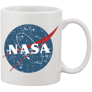Blondie & Brownie Tasse Vintage Nasa Rakete USA Space Mond Mars Elon Mission, Keramik weiß