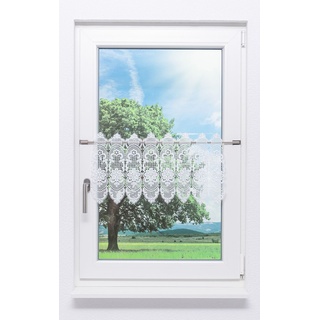 PLAUENER SPITZE Scheibengardine Plauener Spitze - Spitzenblume (Bx H) 89.10cm 34cm Weiß/weiß