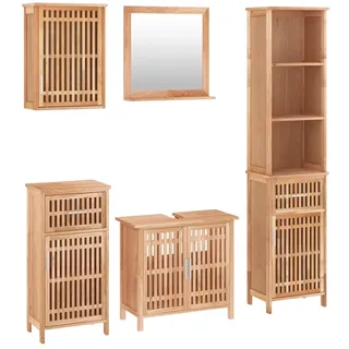 vidaXL 5-tlg. Badmöbel-Set Massivholz Nussbaum