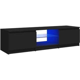 vidaXL TV Schrank mit LED-Leuchten Lowboard Sideboard Fernsehschrank Fernsehtisch TV Möbel Tisch Board HiFi-Schrank Schwarz 140x40x35,5cm