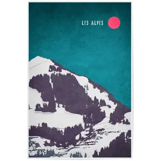 artboxONE Poster 90x60 cm Bild Wohnzimmer Natur Les Alpes hochwertiger Design Kunstdruck - Bild Alpen Berge Schnee