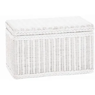 Krines Home Wäschetruhe Truhe/Wäschetruhe Rechteckig aus Rattan mit stabilem Deckel und Inlett, Leicht, Stabil weiß