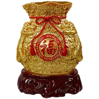 Chinesisches Neujahrs-feng-shui-segensbeutel-vasen-dekor-skulptur Traditionelle Foto-requisite Statue Für Wandregal-dekoration Mehrzweck-gold