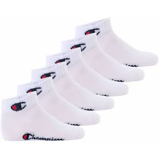 Champion Kinder Socken, 6er Pack - Quarter, Logo, einfarbig Weiß / 27-30