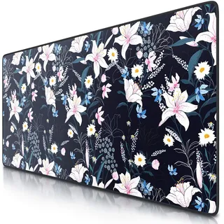 CSL - XXL Mauspad Gaming 900x400 mm - XXL Mousepad groß mit Motiv - Tischunterlage Large Size - verbessert Präzision und Geschwindigkeit - auch für Roccat Razer Logitech Maus und Tastatur - Flowers