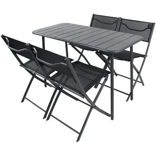 Ambia Garden Gartenset, Schwarz, Metall, Kunststoff, Textil, 5-teilig, regenabweisend, rostfrei, Stuhl klappbar, platzsparend verstaubar, geeignet für Balkon, Gartenmöbel, Gartenmöbel-Sets