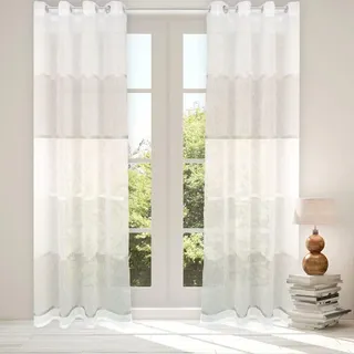 heimtexland Vorhang Ösenschal maritim Leinen Deko Gardine Seitenschal, Ösen (1 St), halbtransparent, Leinen-Optik, Natur Dekoschal I halbtransparent I HxB 245x140 I gestreift beige