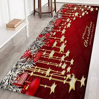 Weihnachten Home rutschfeste Tür Fußmatten Hall Teppiche Küche Decor Badematte Badteppiche Rutschfester Badvorleger rutschfest Matte Fussmatte Schmutzfangmatte Weihnachtsdeko (60x180cm, Stil E)