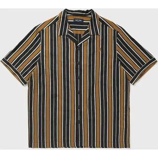 STRIPED REVERE COLLAR SHIRT - black|brown - XXL