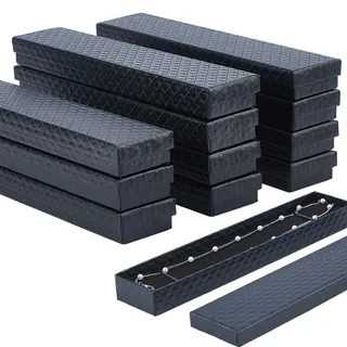 DICOSMETIC 15 Stück Rechteckige Schmuckkartons Schwarz Halskarte Pappkartons Für Schmuck Rhombus Textur Geschenkkartons Für Ketten Halskarten Geschenkkarton Für Festliche Geschenkverpackung