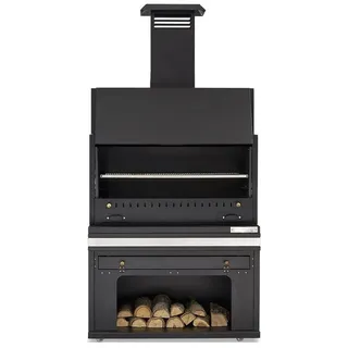 aea Eleganter Grillkamin Edelstahl in Schwarz für Garten und Terrasse,