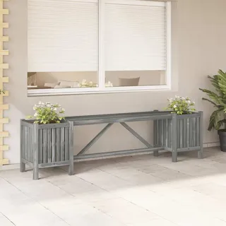 Teenpull – Gartenbank Mit 2 Pflanzkübeln 150 Cm Massivholz Akazie Grau