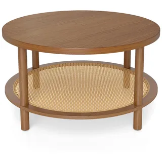 Costway Runder Couchtisch Braun Walnuss 80 x 80 x 45 cm