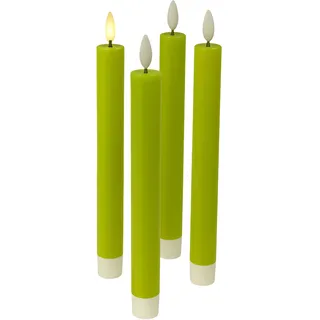 Fachhandel Plus LED Stabkerzen 4er Set mit Timer – Echtwachskerzen 24,5 cm mit 3D Flamme & Fernbedienung – flackernde LED Kerzen für Kerzenhalter