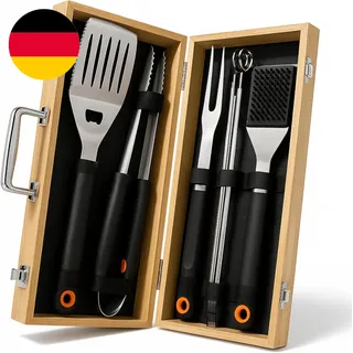Grillkoffer Grillset Für Männer – Geschenk Grillbesteck Koffer Mit 3In1 Spatel &