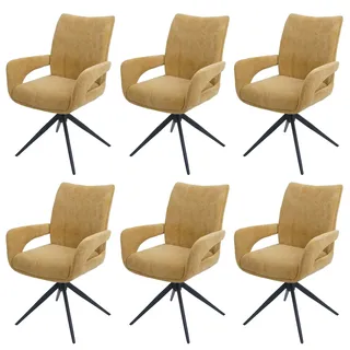 Mendler Esszimmerstuhl HWC-O78 Stoff senfgelb 6er Set