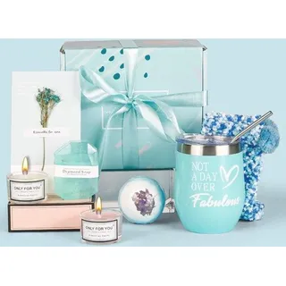 Famanu Geschenkset für Frauen mit Weinglas, Duftkerze und Socken - Perfekt für Geburtstage oder Weihnachten