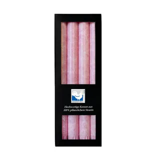 Premium Stearinkerzen Set (4er/8er) – Lange Stabkerzen 25x2,2 cm mit Kristall-Struktur – 100% Pflanzlich – 10h Brenndauer – Edle Tafelkerzen für Hochzeit, Deko, Gastro (Pastellrosa, 4er Pack)