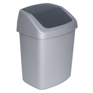 Curver Mülleimer Swing-Top 10 L, grau, aus Kunststoff, 10 Liter