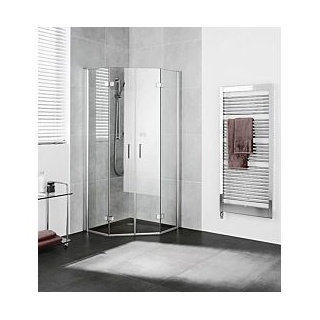 Kermi Diga 5-Eckdusche mit Pendel-Falttür DIF5010020VPK 100x100x200cm, 500mm, silber hochglanz, ESG klar Clean