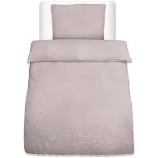 Beautissu Meline Seersucker Taupe Baumwolle 155 x 220 cm + 80 x 80 cm